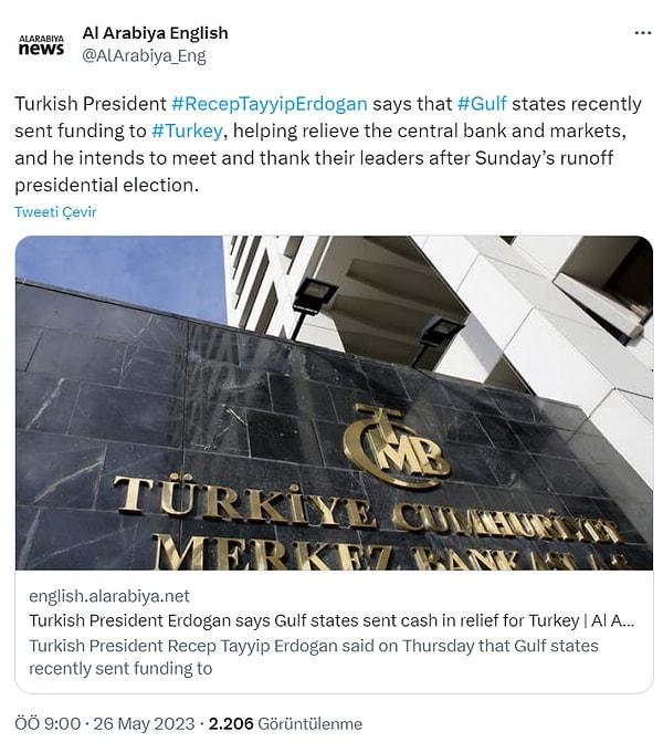El Arabiya da Erdoğan'ın açıklamasını haber yaptı.