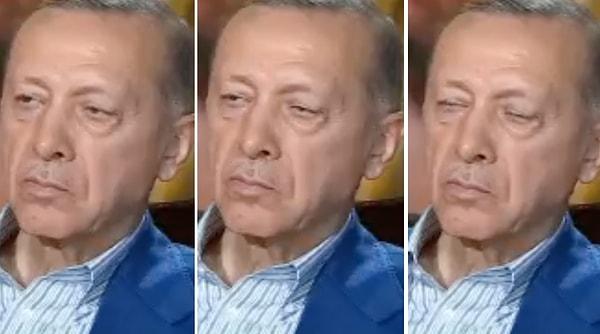 Recep Tayyip Erdoğan'ın bu sefer de, A Haber canlı yayınında soruları yanıtlarken uyukladığı görüldü.