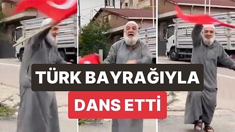 Türkçe Bilmeyen Yabancı Uyruklu Bir Adam Eline Türk Bayrağı Alarak Seçim Sonuçlarını Kutladı