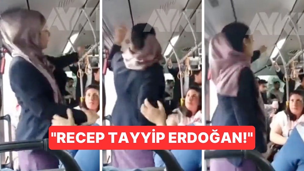 Bir Kadın Metrobüste Aniden Ayağa Kalkarak "Recep Tayyip Erdoğan" Diye Bağırmaya Başladı