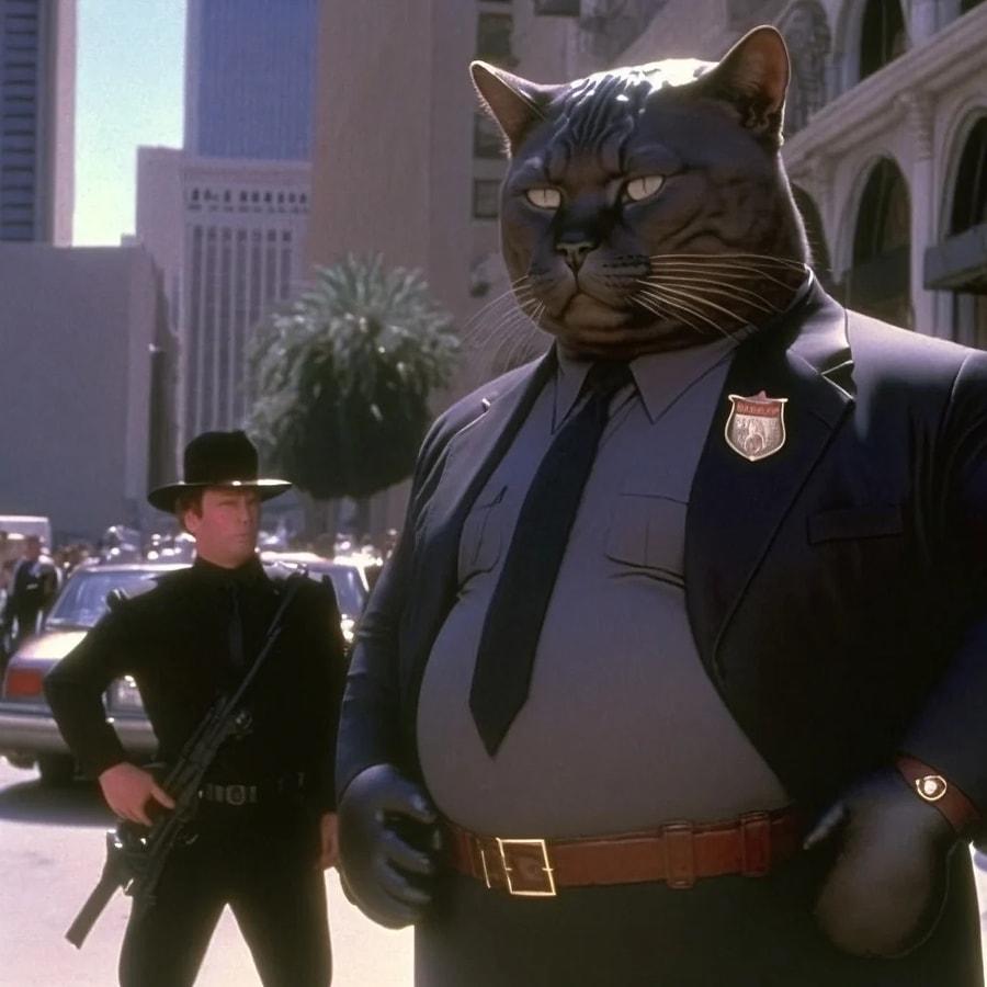 Кошка полицейский. Коты в фильмах. Коп и кот
