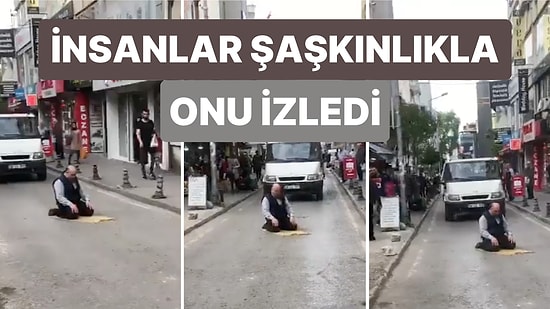 Samsun'da Bir Vatandaş Sokak Ortasında Namaz Kıldı