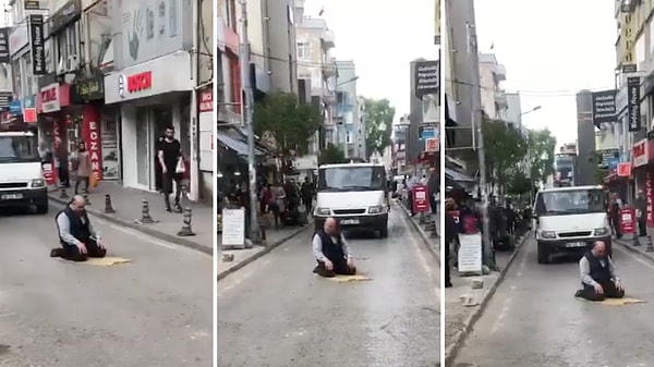 Yine bir vatandaş sokağın ortasında namaz kıldı.