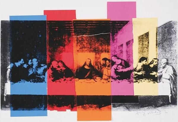 Da Vinci'den ilham alan bir diğer eser de aşağıda gördüğünüz Andy Warhol'un yine "Son Akşam Yemeği" ismini taşıyan çalışması.