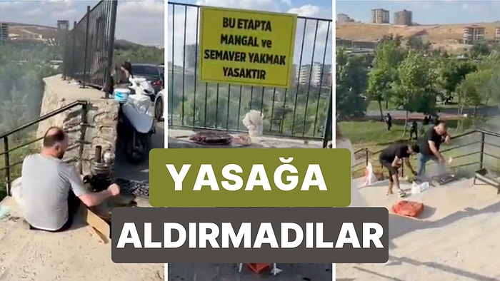 "Mangal ve Semaver Yakmak Yasaktır" Yazısının Altında Onlarca Kişi Mangal ve Semaver Yaktı