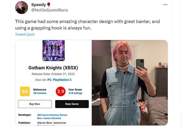 2. Speedy isimli bir başka Twitter kullanıcısı da Gotham Knights ile akıma katıldı.