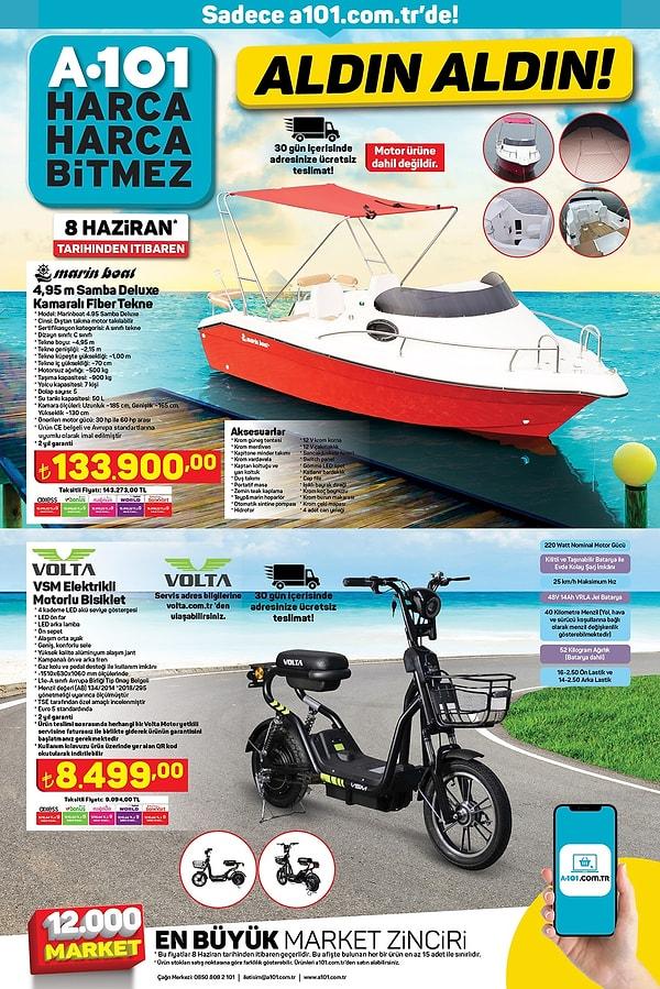 Tekne ve elektrikli motorlu bisiklet;
