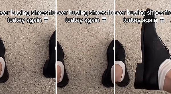 3- Ayakkabının üzerindeki tuşa bastığında Ahmet Kaya'nın 'Kum Gibi' şarkısının çaldığını gören genç ayakkabılarını TikTok hesabından paylaştı.