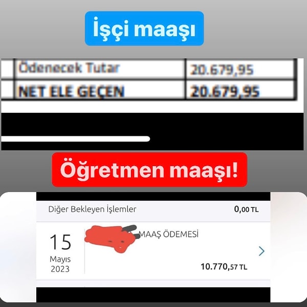 'Öğretmenler Sayfası' son yaptığı paylaşımla 10 bin lira alan öğretmenlerle işçi maaşını karşılaştırdı.