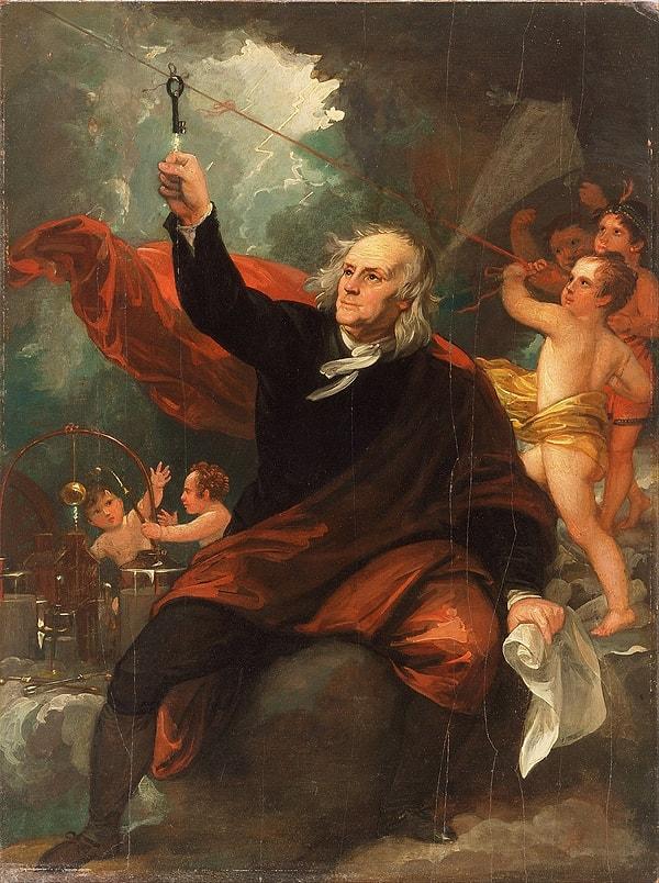 Hatta Benjamin Franklin'in uçurtma uçururken anahtarı bir şimşeğin çarpması da pek muhtemel değil; aksi halde Franklin ölürdü.