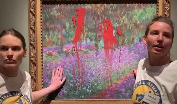 İklim aktivistleri, ünlü Ressam Monet'nin tablosuna boyalı bir saldırı gerçekleştirdi!