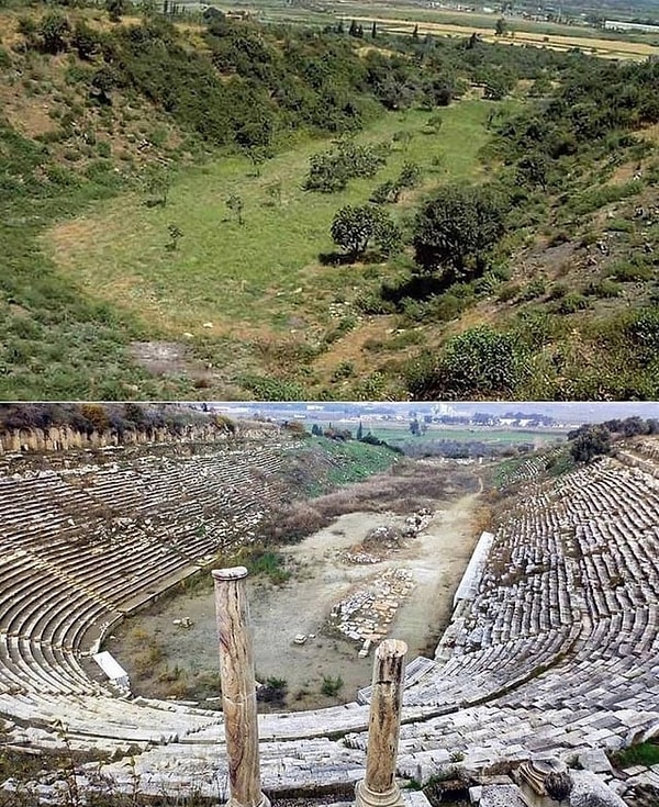 15. Antik Yunan Stadı kazısı öncesi ve sonrası👇