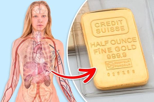 Milattan önce insanların keşfettiği ilk metallerden biri olan altın insan vücudunda bile az miktarda bulunur. Yaklaşık 0.2 mg olan bu altın miktarı çoğunlukla kemiklerde, kanda, karaciğerde ve böbreklerde yoğunlaşmıştır.