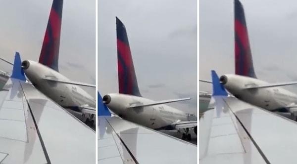 Delta Havayolları'na ait bir yolcu uçağı, Newark seferine hazırlanan başka bir uçağın kanadına çarptı.