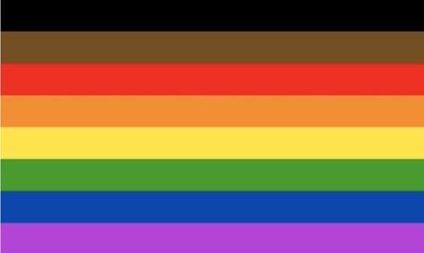2017'de Daha Fazla Renk, Daha Fazla Onur adlı topluluk, klasikleşmiş altı şeritli gökkuşağı bayrağına kahverengi ve siyah renklerini de ekleyerek, farklı ırk ve toplulukları da somut bir şekilde temsil etmek için tasarımda ufak bir değişikliğe gittiler.