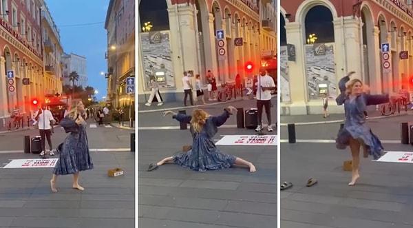 Dansçı olan Alya Dormen'in, Nice sokaklarında dans ettiği o anları annesi Ayşe Arman, sosyal  medya hesabından paylaştı.