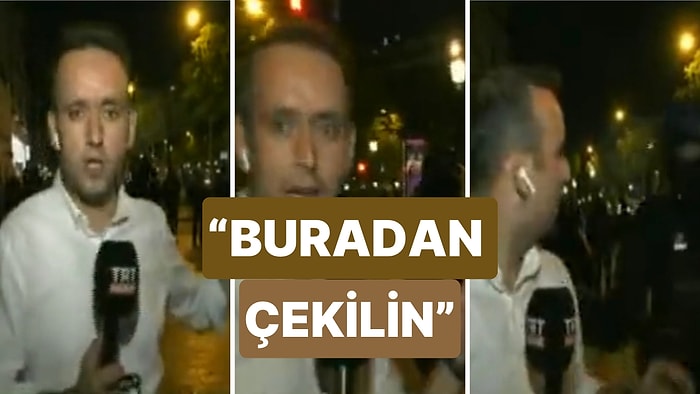 TRT Muhabirinin Paris'te Olaylar Sırasında Yaptığı Canlı Yayında Polisten Türkçe Uyarı: "Buradan Çekilin"