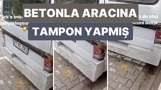 Sanayide Aracına Uygun Tampon Bulamayan Adam Aracın Arkasına Beton Döktürdü