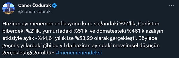 Bazı ürünlerde mevsimsel düşüşler de sevindiriyordu.