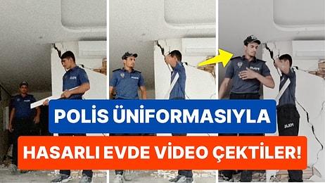 Polis Üniforması Giyen Yabancı Uyruklu Kişilerin Ağır Hasarlı Evde Video Çekmesi Gündem Yarattı