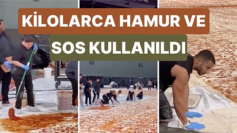 Pizza Hut Bir Pizza Çeşidinin Menülerine Eklenmesini Kutlamak İçin Dev Pizza ile Guinness Rekorunu Kırdı