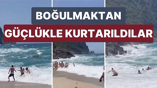 Alanya Kleopatra Plaji'nda Yoğun Dalgaya Rağmen Denize Giren Vatandaşlar Uzun Kablolar ile Kurtarıldı