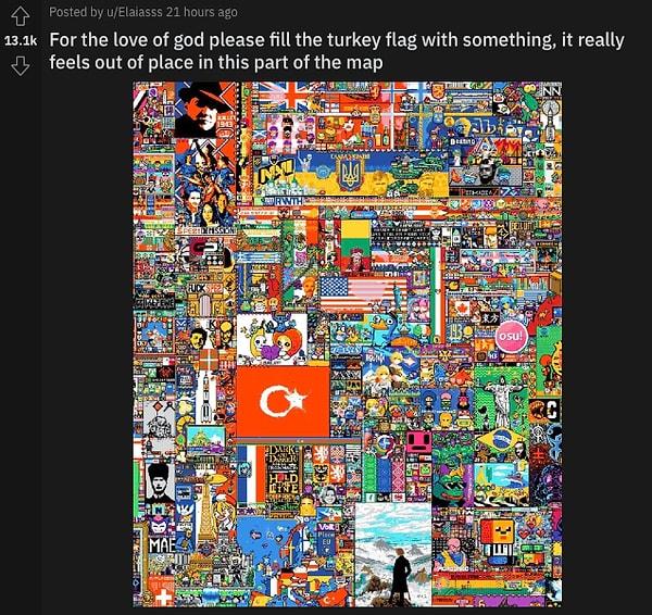 "Tanrı aşkına, lütfen Türk bayrağını bir şeyle doldurun, haritanın bu bölümünde gerçekten yersiz hissettiriyor."