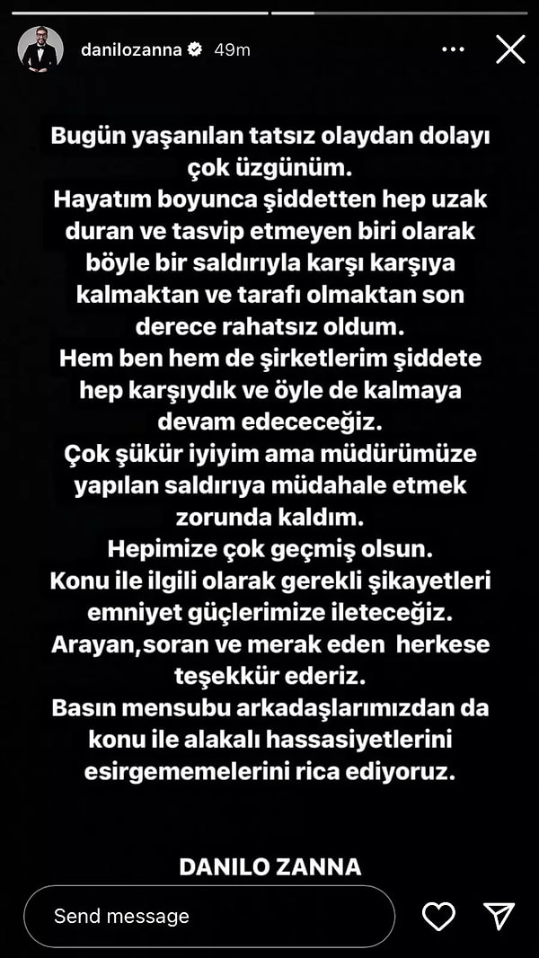 Ardından Danilo, sosyal medya hesabı üzerinden yayınladığı bir yazı ile durumu açıklığa kavuşturmuştu.