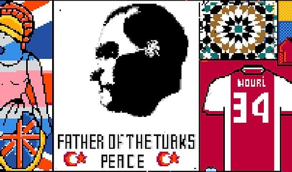 Üstelik kanvasta birden fazla Atatürk görseli yerini aldı.