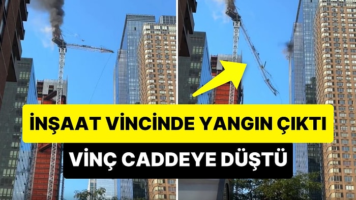 New York'ta İnşaat Vincinin Bir Kısmının Caddeye Düştüğü Korkunç Anlar