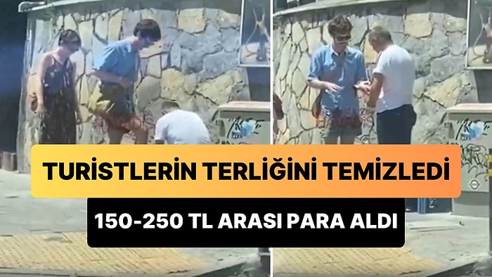 Turistlerin Terliğini Temizleyerek 150 ila 250 TL Arasında Bir Ücret Alan Boyacı Gündem Oldu