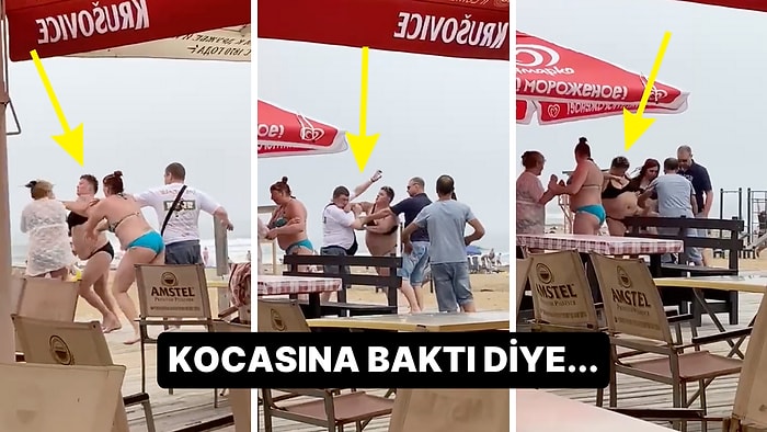 Kocasına Baktığı İçin Saldıran Kadın, Kavgayı Ayırmaya Çalışanları da Yerle Bir Etti!