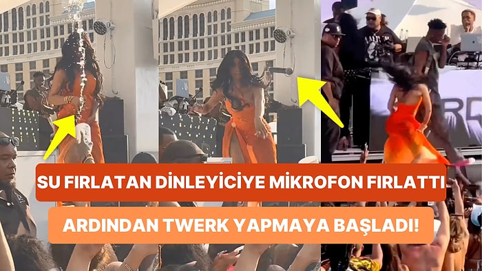 Ardından Twerk Yaptı: Cardi B, Konser Sırasında Kendisine Su Fırlatan Dinleyicisine Mikrofon Fırlattı!