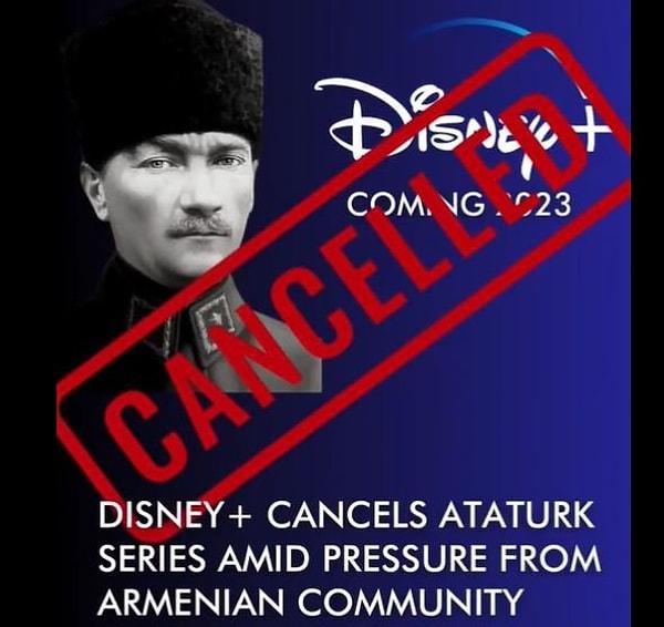 Atatürk dizisinin Amerika Ermeni Ulusal Komitesi tarafından iptal edildiği iddia edilmişti ve geçtiğimiz gün de dizinin FOX TV'de yayınlanacağını duyanlar tepki göstermişti.