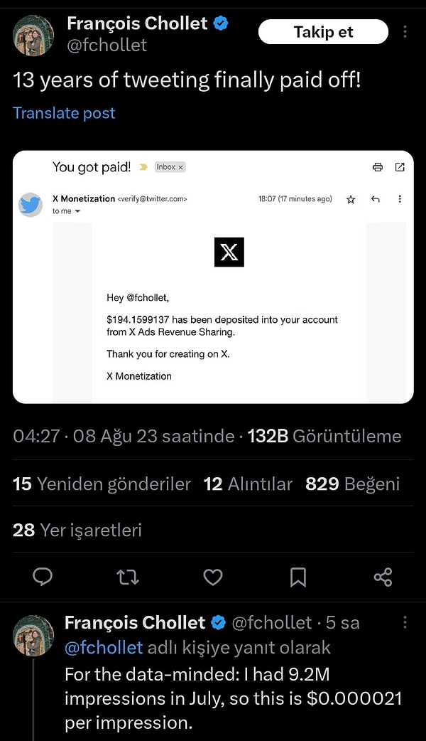 "13 yıldır tweet atıyorum sonunda karşılığını aldım!"