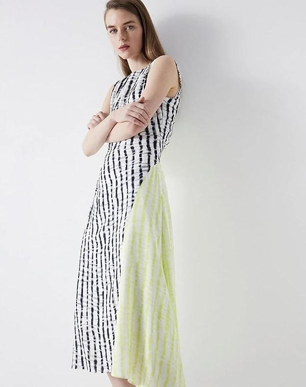 7. İpekyol Colorblock Midi Elbise