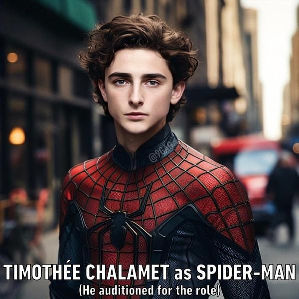 10. Spider Man rolünde Timothée Chalamet
