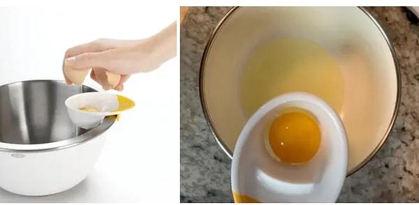 10. Yumurta sarısını ve akını birbirinden ayrıştırmak için özel olarak tasarlanmış bir ürün.