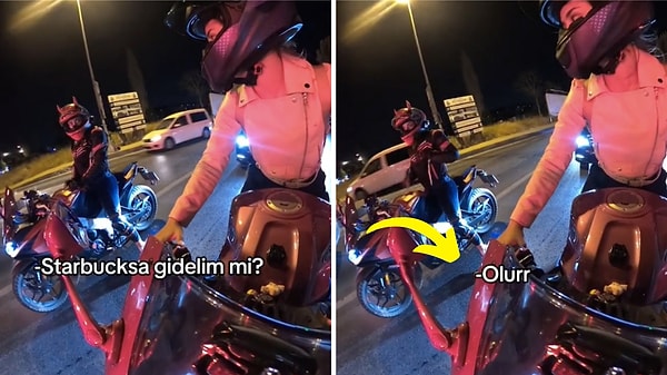 İki motorlu kadının trafik ışığında yan yana gelmesiyle başladı her şey!