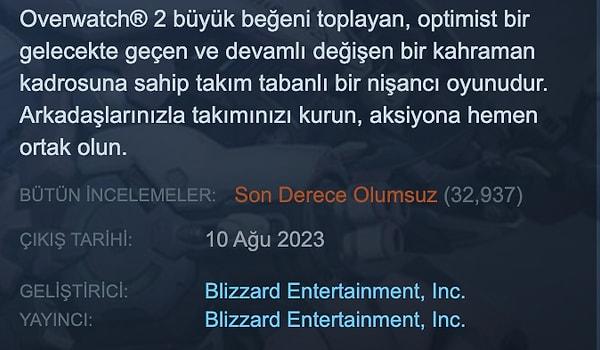Overwatch 2 Steam'e eklendi eklenmesine ancak oyuncular oyunu deyim yerindeyse yerin dibine soktular.