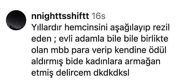 Melis Buse Betkayan'ın kadınlara adadığı bu ödülü paylaşmasıyla kendisinin geçmişte hemcinslerine uyguladığı psikolojik baskılar hatırlatıldı.