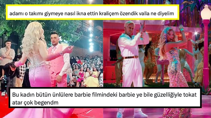 Düğününde Barbie ve Ken Gibi Pembe Giyinen Roman Çift Harika Danslarıyla Herkesin Beğenisini Topladı!