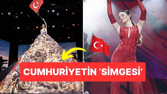 Simge 30 Ağustos'ta Giydiği 4.5 Metrelik 'Cumhuriyet' Kostümüyle Takdir Topladı!
