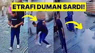 İstanbul'da Yolda Yürürken Elindeki Cep Telefonu Birden Yanan Adam Korkuttu!