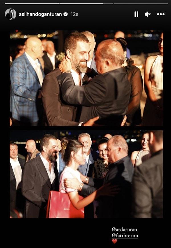 Galatasaray'ın unutulmaz futbolcularından Arda Turan ve eşi Aslıhan Doğan Turan da Fatih Terim'in yeni yaşını kutlamak için partiye katıldı.