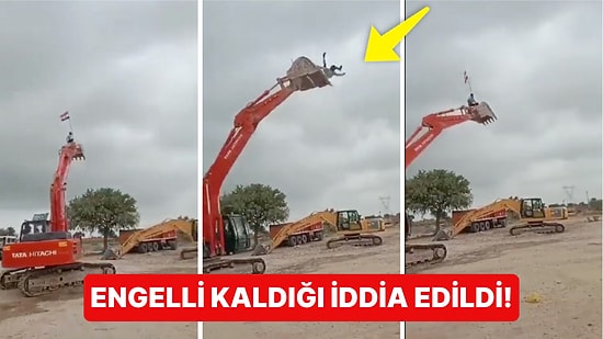 İş Güvenliğine Aykırı Şekilde Çıktığı İş Makinasında Suriye Bayrağı Dalgalandıran Kişi Yere Düştü