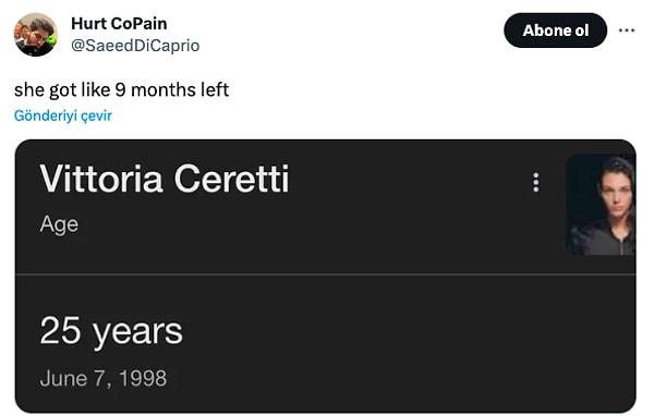 Tabii bu haberi duyan herkes Vittoria Ceretti'nin yaşını araştırmaya başlayınca ünlü modelin 25 yaşında olduğu ortaya çıktı.