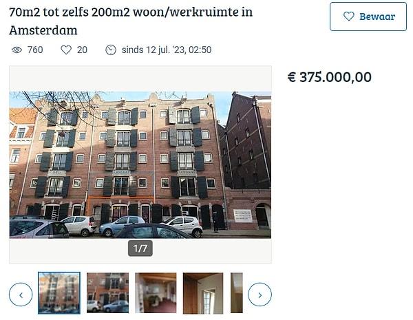 Amsterdam'da satılık bu ev 375 bin euro olurken, benzer özelliklerde evlerin de kiralarının 1.100-1.250 euro olduğunu görüyoruz. Ortalama 1.200 euro diyelim.