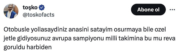 A Milli Futbol Takımı'nın her yere özel uçakla gitmesini hatırlatılmıştı ve isyan edilmişti.