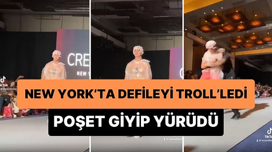 New York'ta Üzerine Poşet Geçirip Podyumda Yürüyen Adamı Kimse Fark Etmedi
